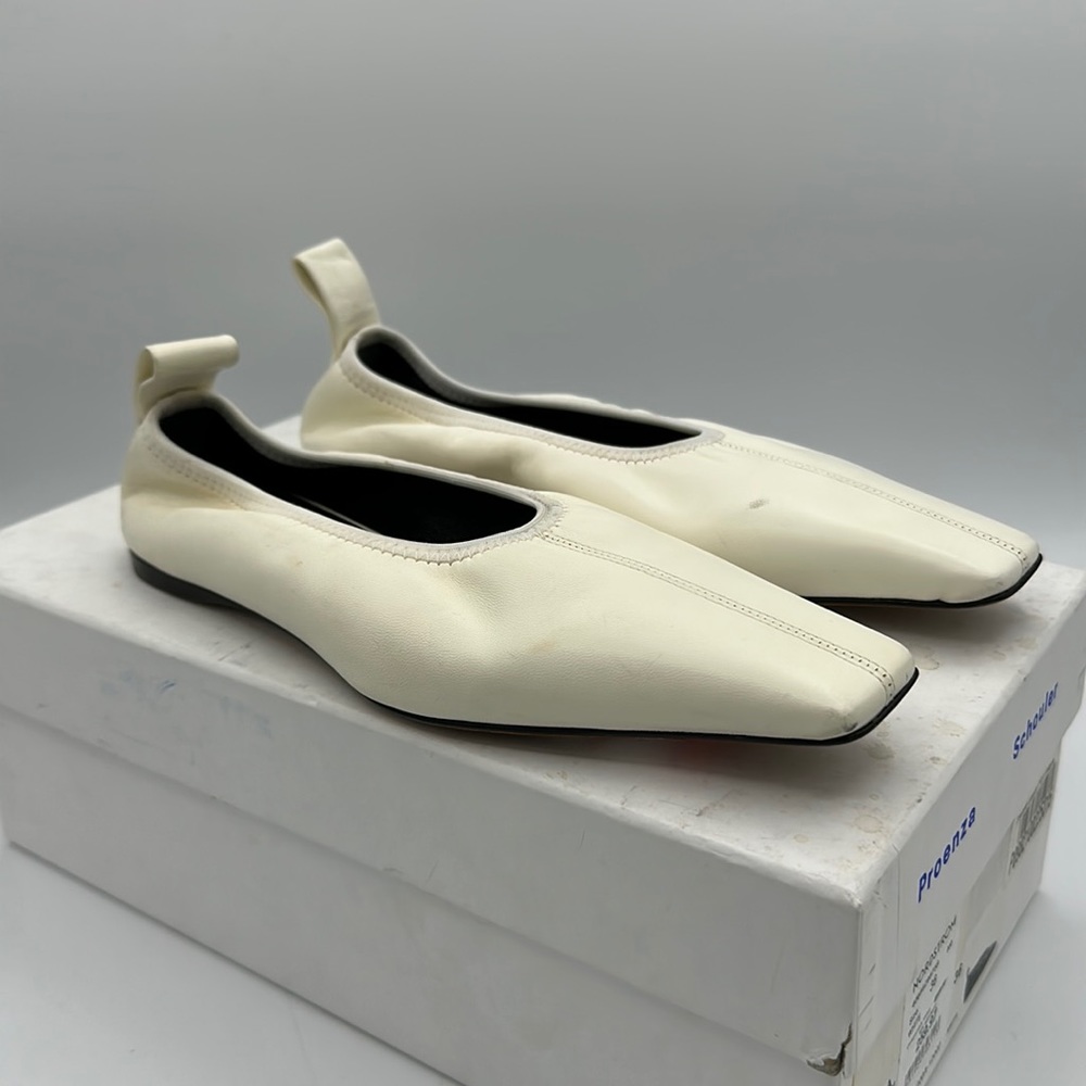 Proenza Schouler Kristie White Leather Flats Size 36 EU / 6 US NIB - Picture 1 of 7